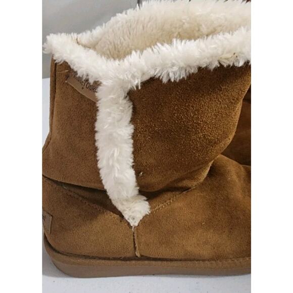 Minnetonka Boots Womens 7 Suede Faux Shearling Slip On Sherpa Lined Mid-Calf - Picture 2 of 13